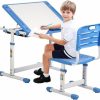 Dkeli | Kids Desk And Chair Set Adjustable Height Ergonomic Children'S Table With Storage Drawer Kids Study Homework Desk Table For 3-15 Kids (Blue)