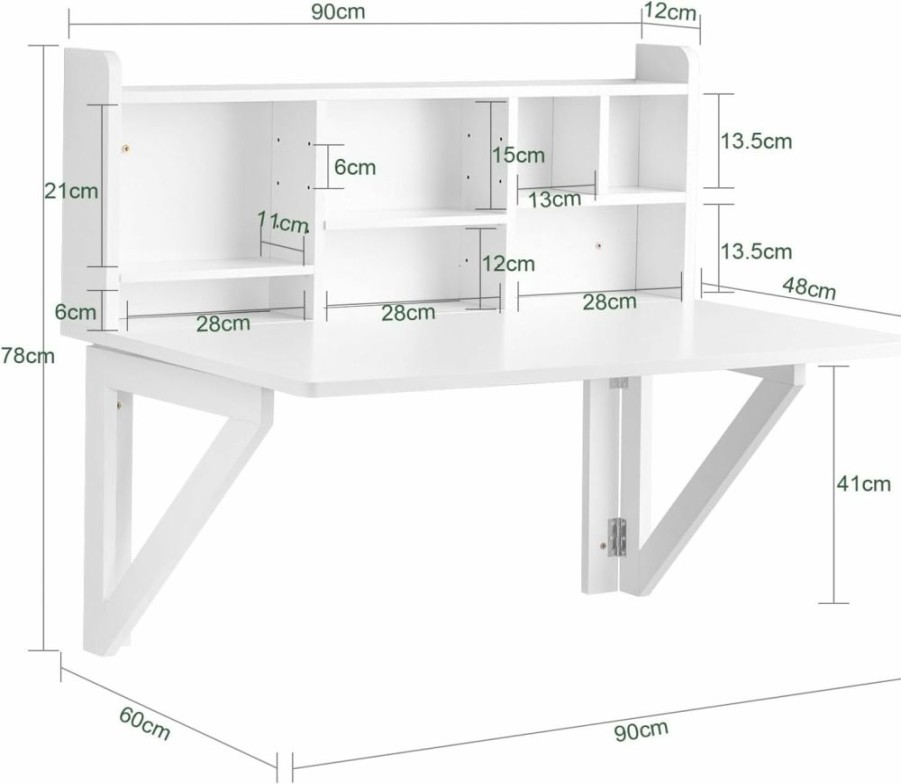 Haotian | Haotian Fwt18-W, White Home Office Table Desk Workstation Computer Desk With Storage Shelves, Trestle Desk