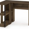 Furinno | Furinno Abbott L-Shape Computer Desk With Bookshelf, Espresso/Black