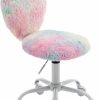 Hyfirm | Hyfirm Kid'S Desk Chair Loveshape Cute Children Vanity Chairs For Bedroom, Teen Girls Adjustable Swivel Upholstered Student Task Chair Computer Fuzzy Chair With White Foot, Leopard