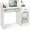 Tangkula | Tangkula Computer Desk With Drawer & Keyboard Tray, 22 Inch Wide Modern Study Writing Desk With Desktop Hutch & Storage Shelves, Home Office Desk For Kids, Wood Pc Laptop Desk, Desk For Bedroom