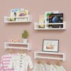 WOPITUES | Wopitues Nursery Book Shelves With Guardrail Set Of 4, Nursery Decor For Toys, Kids' Drawings And Craft, Floating Bathroom Shelf Organizer For Cosmetics, Spice Rack Wall Mount For Kitchen- White