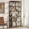 Tribesigns | Tribesigns 70.9 Inch Industrial Bookshelf, 6-Tier Tall Bookcase With Open Shelves, Wood And Metal Display Shelf Storage Shelves For Bedroom, Living Room And Home Office, Vintage Brown