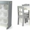 Humble Crew | Humble Crew Kids Wood Table And 4 Chair Set, Grey & Grey/White Toy Organizer, 9 Bin Storage, 24" Tall