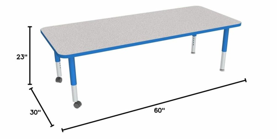 Sprogs | Rectangle Adjustable-Height Mobile Preschool Activity Table (30" W X 48" L)