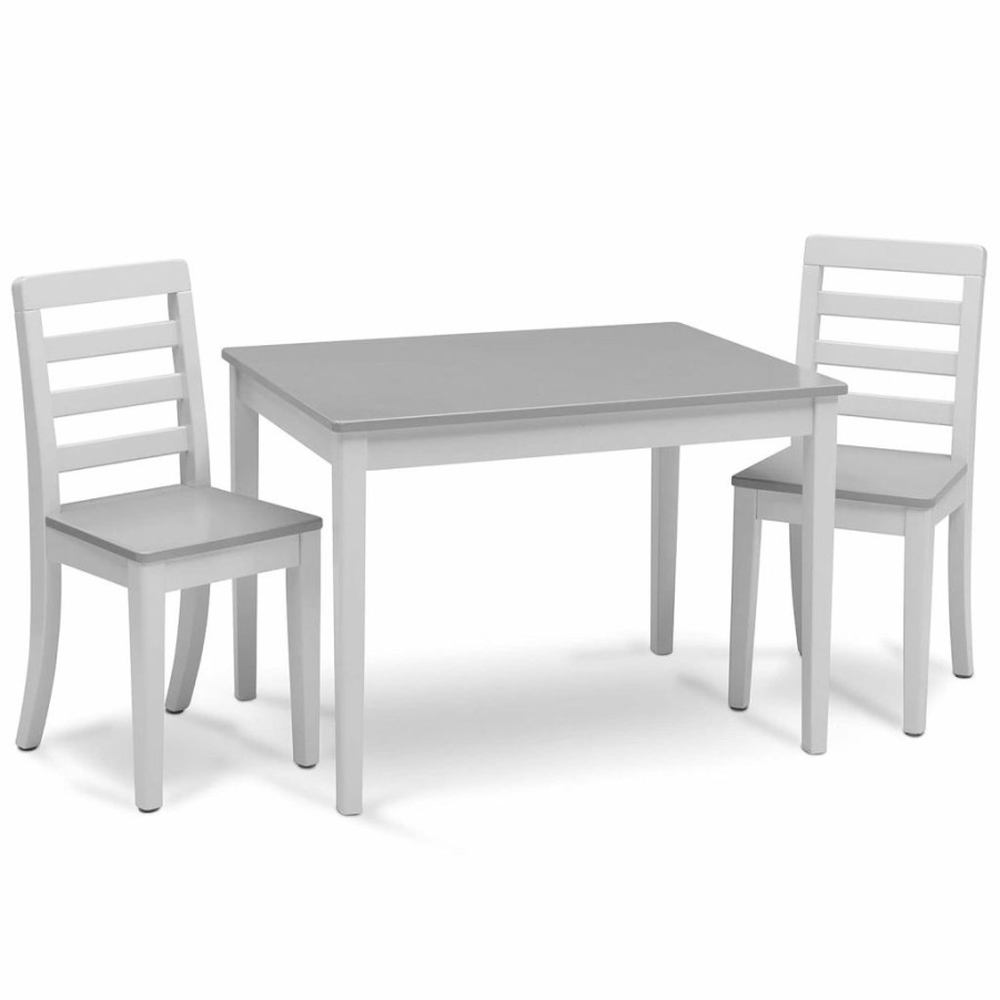 Delta Children | Delta Children Gateway Table And 2 Chairs Set - Greenguard Gold Certified, Bianca White/Grey