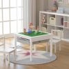 UTEX | Utex Wooden 2 In 1 Kids Construction Play Table And 2 Chairs Set With Storage Drawers, And Built In Plate Compatible With Lego And Duplo Bricks (White With Grey Drawers)