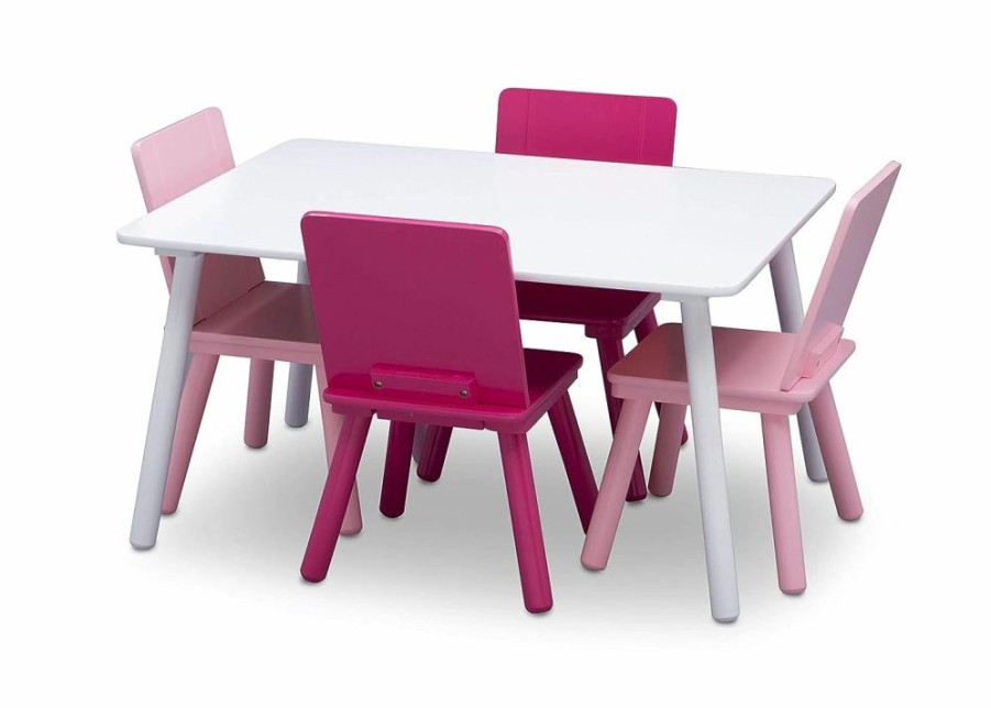 Delta Children | Delta Children Mysize Kids Wood Table And Chair Set (2 Chairs Included) - Ideal For Arts & Crafts, Snack Time, Homeschooling, Homework & More, Bianca White/Natural