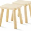 Beright | Beright Wooden Step Stools For Kids, Children'S Stool Fit With Sensory Table, Sturdy Sitting Stool With Assembled Four-Legged, For Children, Toddler, Square, 2 Pack