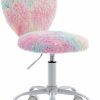 chairus | Chairus Kids Desk Chair Faux Fur Study Chair For Teenage Girls, Adjustable Heart Shaped Kids Vanity Chair For Bedroom Reading Living Room, Small Cute Student Task Chair With White Foot, Colorful