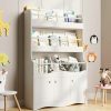 Cozy Castle | Cozy Castle 3 Tiers Kids Bookshelf, Multifunctional Book And Toy Storage Organizer, Wooden Kids Bookcase With Cabinet For Bedroom, Playroom, Nursery, White