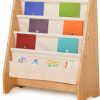 KRAND | Krand Kids Sling Bookshelf For Toddler Boys And Girls Book Rack Storage Baby Bookcase Organizer,Features Strong Canvas Sleeves&Solid Wood Structure (Natural/Basic)