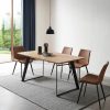 ZckyCine | Zckycine Modern Mid-Century Dining Table Dining Table And Chairs For 6 Rectangular Wooden Dining Table Expandable Dining Table Space-Saving Multifunctional Dining Table (Table+6 Brown Chairs)