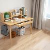 BALANBO | Balanbo Kid'S Desk Kid'S Table With Drawers And Bookshelf Wooden Kid'S Media Desk Student Learning Computer Workstation And Writing Desk (Natural Color…