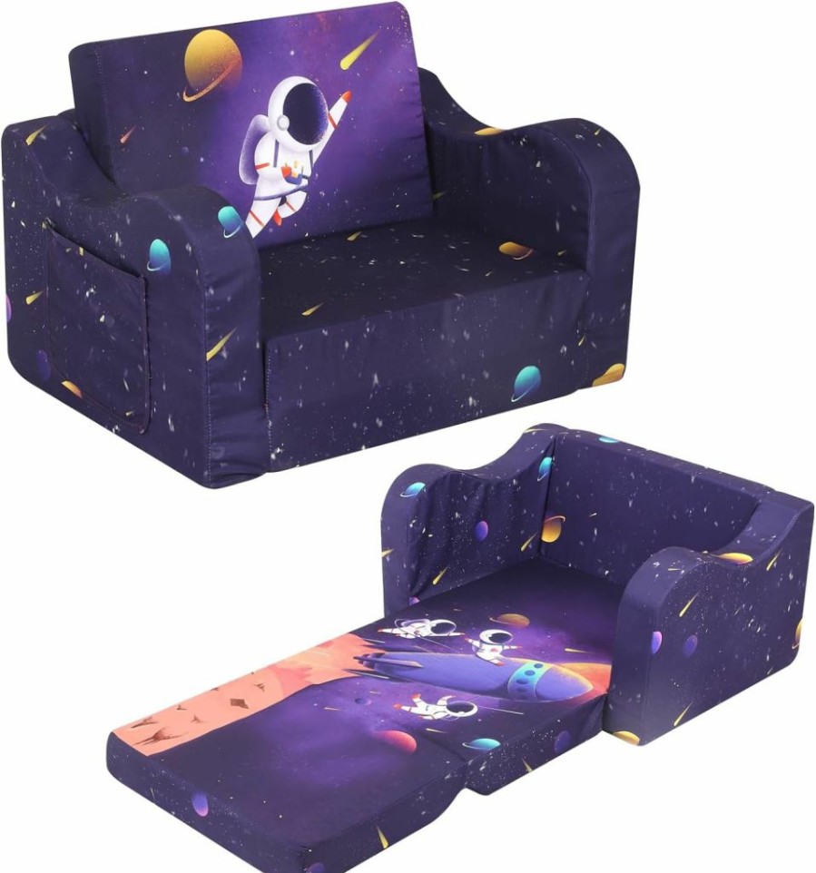 MOMCAYWEX | Momcaywex Astronaut Kids Sofa, 2-In-1 Kids Couch Fold Out, Convertible Sofa To Bed For Girls And Boys