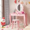 KOTEK | Kotek 2-In-1 Kids Vanity With Detachable Top & 360 Rotating Mirror, Little Girls Vanity Set With Mirror, Stool And Drawer, Pink Princess Dressing Table & Chairs, Makeup Vanity Desk For Toddler 3-7