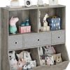 IDEALHOUSE | Idealhouse Kids Bookshelf And Toy Storage Organizer With 3 Movable Drawers, Floor Storage Cabinet Toy Chest With 4 Cubbies, Multifunctional Storage Chest For Nursery, Playroom And Bedroom, Grey