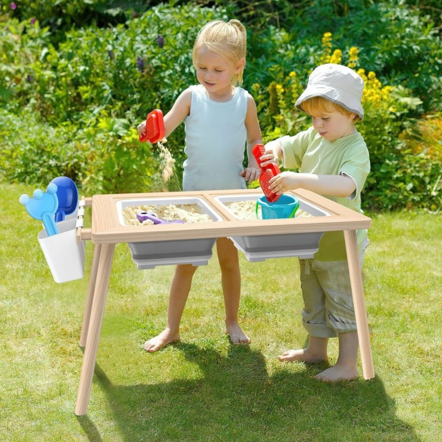 KNOIER | Knoier Sensory Table For Toddlers 1-3, Toddler Play Sand Table With Lid And 2 Storage Bin And 3 Storage Buckets, Kids Activity Table, Indoor Outdoor Kids Play Table