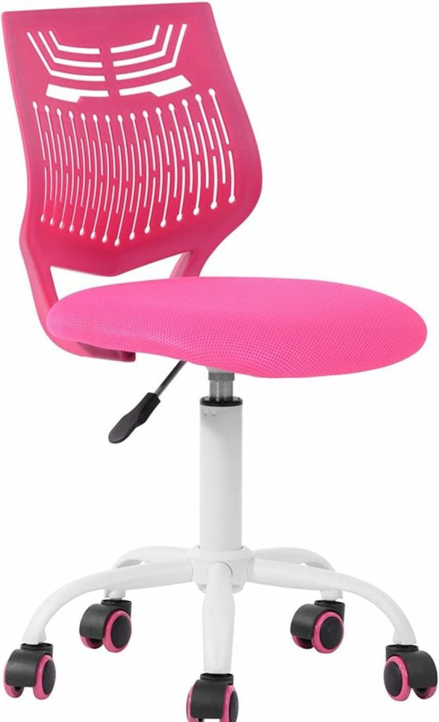 FurnitureR | Furniturer Writing Task Chair For Teens Boys Girls 360 Rolling Wheels Fabric Soft Pad Seat Breathable Backrest, Height Adjustable Liftup 29.5\"-34.3\",Rose/Pink (Rose)