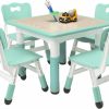 EastVita | Eastvita Kids Table And Chairs Set With 4 Seats, Adjustable Height Desk With Non-Slip Legs, Graffiti Table Top, For Ages 2-10, Multi-Activity Table For Classrooms, Daycares, Home Pink One Size