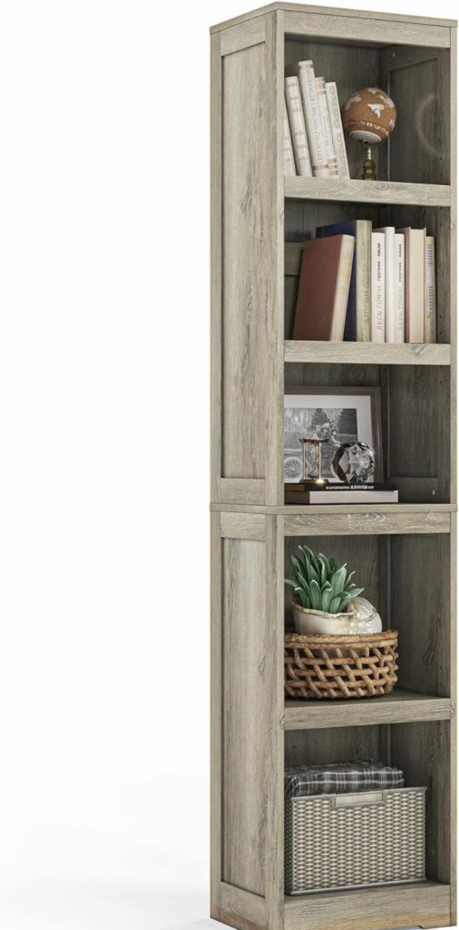 LINSY HOME | Linsy Home 3-Tier Bookcase And Bookshelf, Small Wood Display Storage Shelves Farmhouse Bookshelf For Home Office, Living Room, Bed Room - White Oak