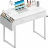 Lufeiya | Lufeiya Small White Desk With Drawers - For Bedroom, 32 Inch Home Office Computer Desk With Fabric Storage Drawer And Bag, Study Writing Table For Small Spaces, White