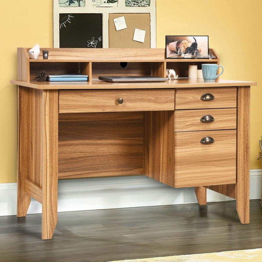 Catrimown | Catrimown White Desk With Drawers And Hutch, Farmhouse Home Office Executive Computer Desks Teens Student Writing Table For Bedroom, Small Desk For Girls With Drawers For Small Spaces, White Oak