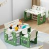 BanaSuper | Banasuper 3 In 1 Kids Building Block Table With Easel Toddler Table And Chair Set With Storage Children Play Table Activity Desk Adjust Height Arts Crafts Snack Time (Green)