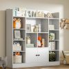 DIYART | Diyart White Kids Bookshelf, Kids Bookcase With 11 Cubbies And 2 Cabinets, Freestanding Book Storage Shelves For Bedroom, Playroom, Hallway