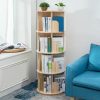 Heehee | Rotating Bookshelf 360 Display 4 Tier Floor Standing Bookcase Storage Rack For Kids&Adults Solid Wood Bookshelf Organizer