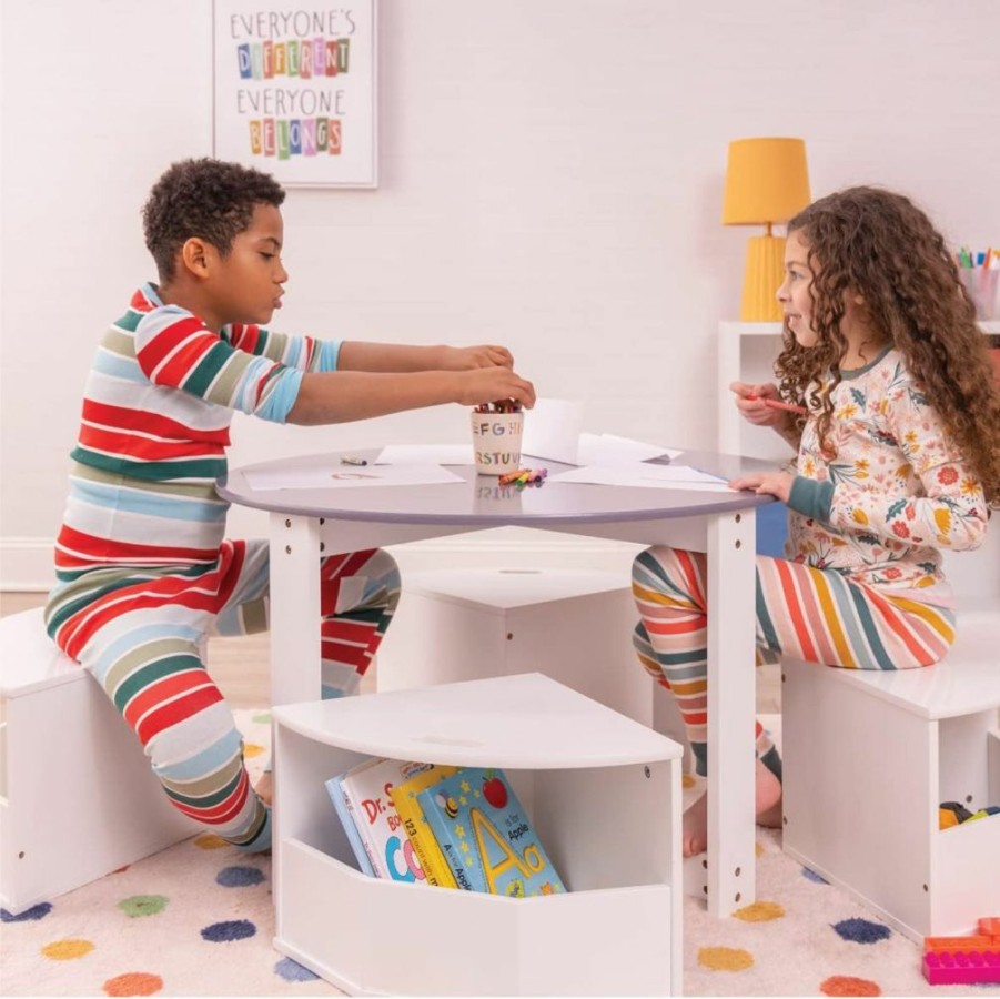 Milliard | Milliard Kids Table And Chair Set- Activity Play Table For Toddlers-Round Nesting Design With 4 Storage Stools