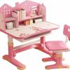 D-GROEE | Kids Multifunctional Desk And Chair Set, Pink Height Adjustable Ergonomic Children'S Study Table With Storage Drawer, Student School Learning Desk Set