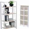 GHQME | Ghqme No-Assembly Folding Bookshelf Storage Shelves 4 Tiers Vintage Multifunctional Plant Flower Stand Storage Rack Shelves Bookcase For Home Office (Fire Board)