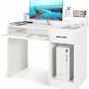 Tangkula | Tangkula Computer Desk With Drawer & Keyboard Tray, Modern Study Writing Desk With Desktop Hutch & Storage Shelves, Home Office Wooden Pc Laptop Desk, Desk For Bedroom