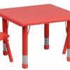 EMMA + OLIVER | Emma + Oliver 24" Square Red Plastic Adjustable Activity Table Set-2 Chairs