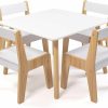 Humble Crew | Humble Crew, White/Natural Modern Wood Kids Table And 4 Chairs Set