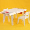 MEEDEN | Meeden Kids Table And Chair Set, Kids Art Table With 2 Stools, Storage Bag & Paper Roll, Kids Desk & Chair Set, Craft Table And Chairs For Toddlers, Toddler Wooden Table,White,[50''L 23.6''W 22.5''H]