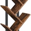 HOOBRO | Hoobro Tree Bookshelf, 9-Tier Bookcase Wooden Shelves, Floor Standing Storage Rack, For Display Of Cds, Books In Living Room, Home Office, Wood Storage Rack For Bedroom, Rustic Brown Bf08Sj01G1