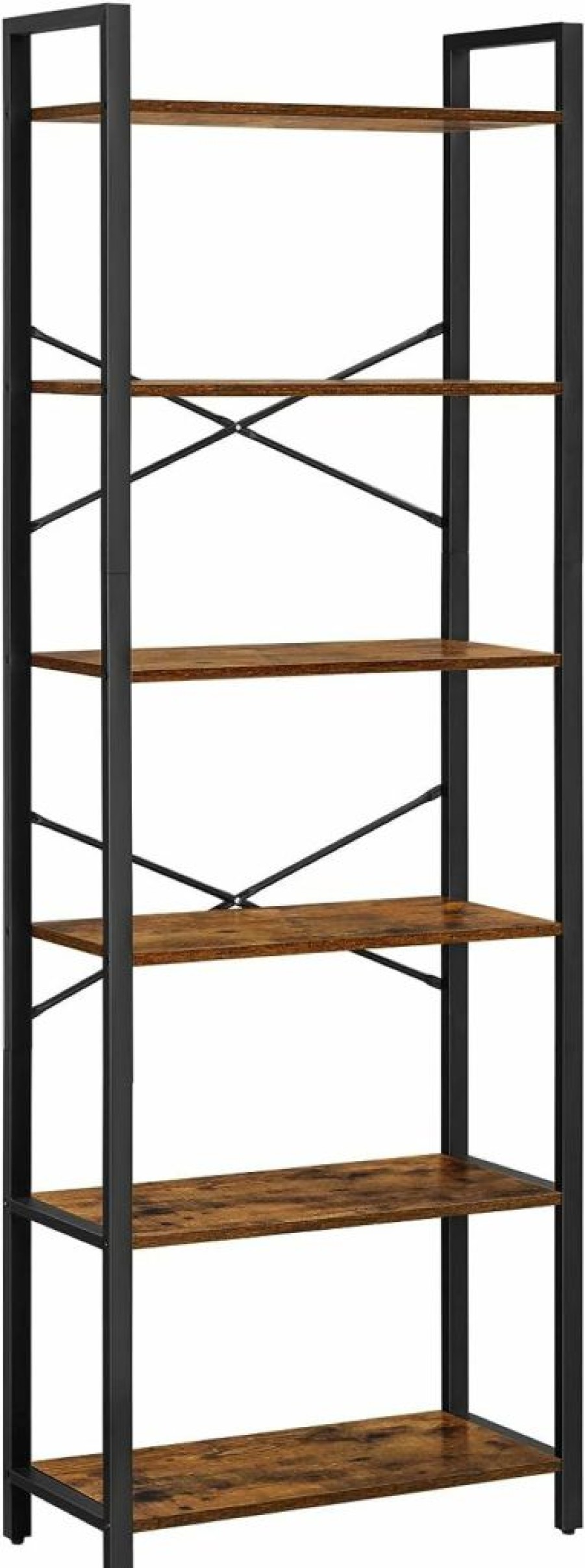 VASAGLE | Vasagle 6-Tier Tall Bookshelf, Large Bookcase With Steel Frame, Deep Book Shelf For Living Room, Home Office, Study, 11.8 X 31.5 X 73.2 Inches, Industrial Style, Rustic Brown And Black Ulls082B01