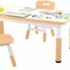 HONEY JOY | Honey Joy Kids Table And Chair Set, Height Adjustable Children Activity Table And 4 Chairs Set W/Erasable Graffiti Desktop, Toddler Table And Chair Set For Daycare, Classroom, Home (Natural)