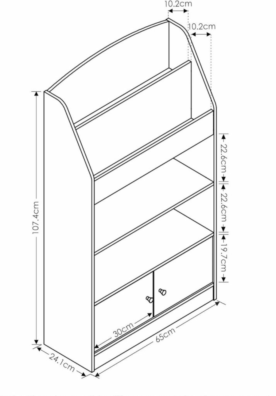 FURINNO | Furinno Lova Magazine/Bookshelf With Storage Cabinet, Pink, 9.45D X 24.57W X 43.31H In