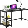 Tangkula | Tangkula Home Office Computer Desk With 2 Storage Shelves, Industrial Study Writing Desk Workstation Laptop Table With Sturdy Metal Frame (Black)