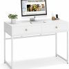 Tribesigns | Tribesigns Computer Desk, Modern Simple 47 Inch Home Office Desk Study Table Writing Desk With 2 Storage Drawers, Makeup Vanity Console Table White