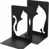 STOBAZA | Stobaza Metal Cat Book End For Shelves 2Pcs Black Cat Bookends Modern Animal Book Stopper Non-Skid Book Divider Decorative Book Shelf Holder