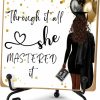 TIOFUNO | Graduation Gifts For Her, Inspirational Desk Decor Wood Plaque With Stand, Congrats Grad Gift For College Master Degree Graduated Women Girl- She Mastered It -A33