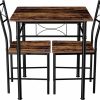 JOIN IRON | Join Iron 3-Piece Kitchen Dining Room Table Set For Small Spaces,Iron Wood Square Table With 2 Chairs For Kitchen Dining Room Furniture