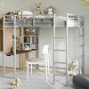 Merax | Merax Twin Metal Loft Bed With 2 Shelves And One Desk,Loft Bed Frame With 2 Built-In Ladders,12.2" H Safety Guardrail,Noise Free,No Box Spring Needed,Silver