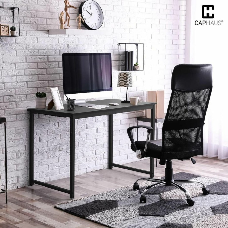 CAPHAUS | Caphaus 63 Inch Computer Desk, Home Office Desk, Modern Work Desk, Writing Desk For Small Space, Simple Desk For Home Use & Office, Pc Table, Gaming Desk, Space-Saving Workstation, Black