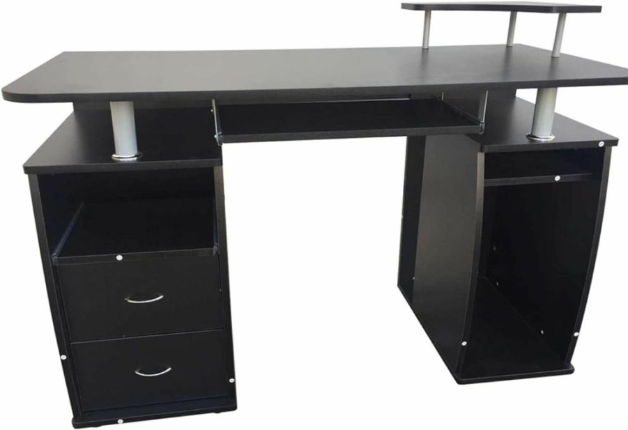 AikanE | Aikane Integrated Computer Desk With Drawer Black