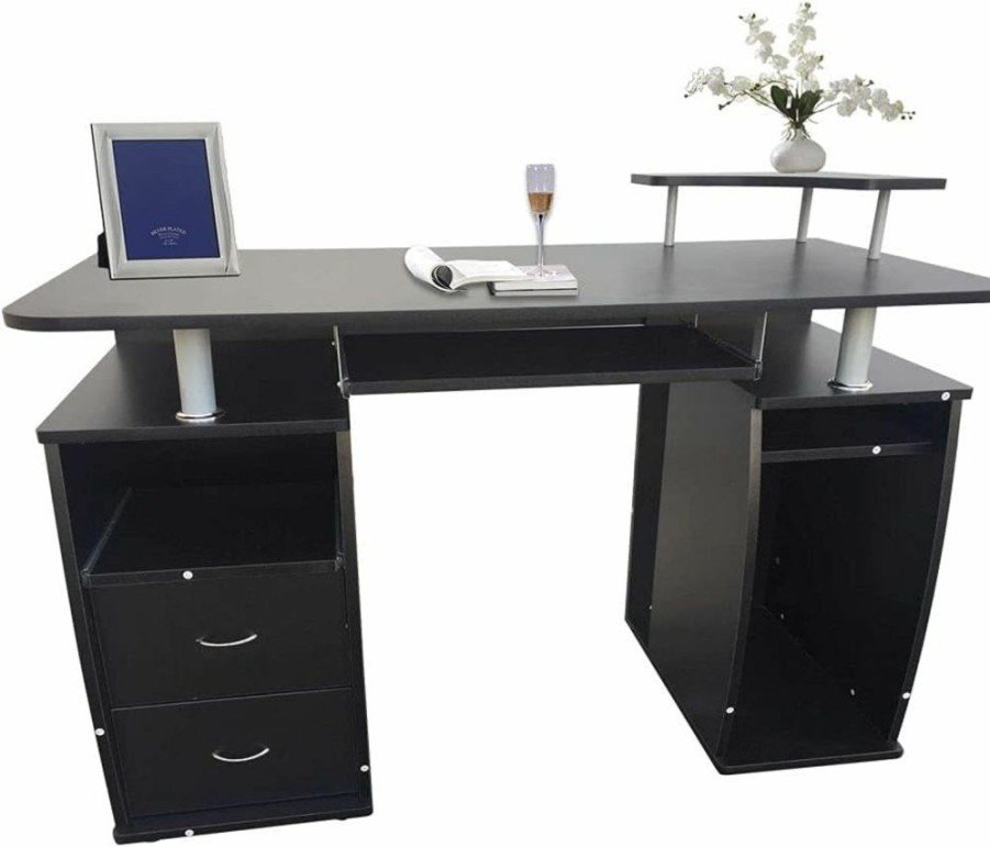 AikanE | Aikane Integrated Computer Desk With Drawer Black